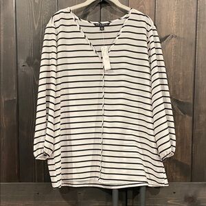 Zac & Rachel Black and White Striped Blouse